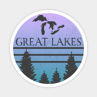 Great Lakes Lake Huron Superior Michigan Erie Ontario Silhouette Souvenir Magnet